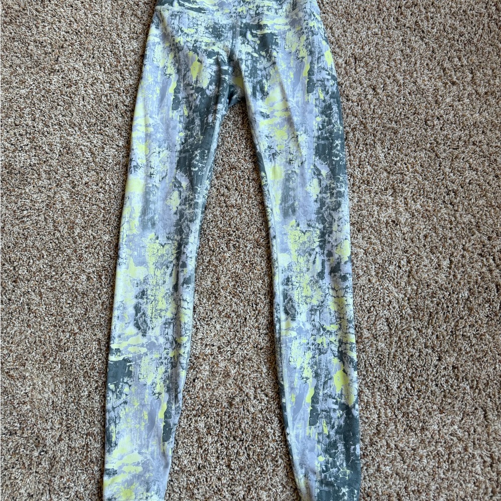 lululemon athletica Abstract Print Leggings - Gray and Yellow